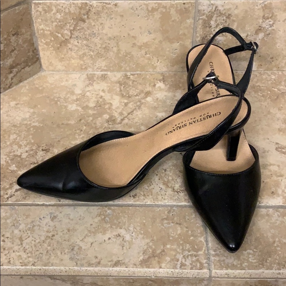 Black sling back kitten heels!